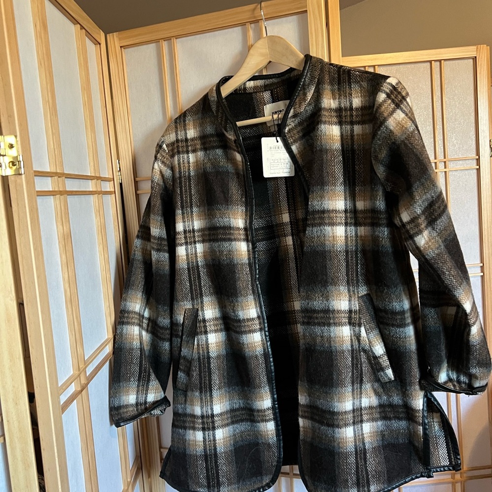 Koton Pendleton style black and Brown Plaid wool Jacket